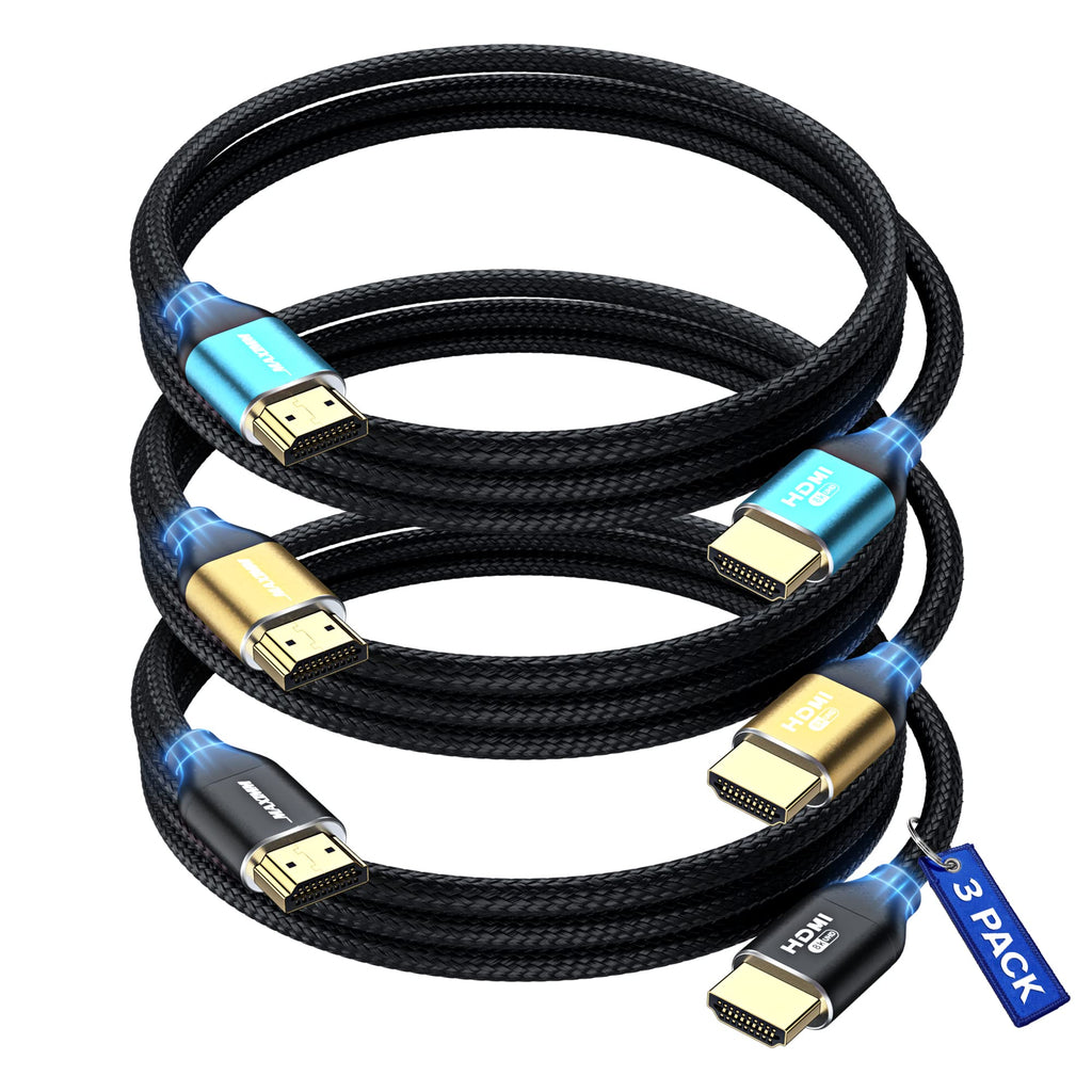 HDMI Cable 8k (Maximm Cable’s New Upgraded Design) HDMI 2.1, 3ft, Certified 48Gbps, 8K@60Hz 18Gbps 4K@120Hz Ultra High-Speed Gaming HDMI Cable, 8k/4k Cable, 3 Pack, UL-Listed 3 Feet