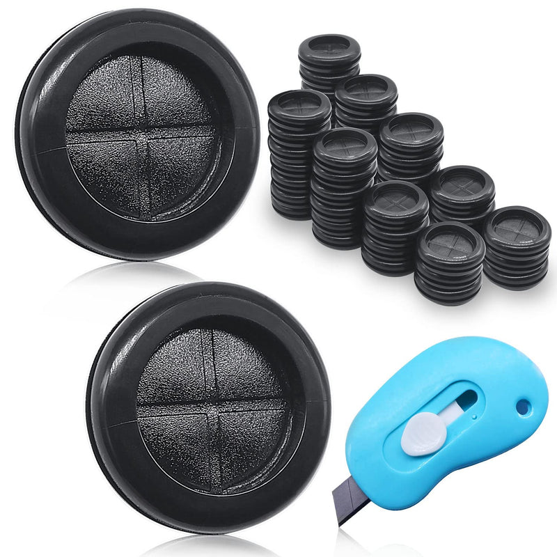 mankk 50 pcs Round Rubber Grommet 7/8" Hole Diameter Double-Sided Rubber Firewall Plug Gasket with Retractable Box Knife for Protecting Cable Wire M-086-7/8"-22MM 7/8"