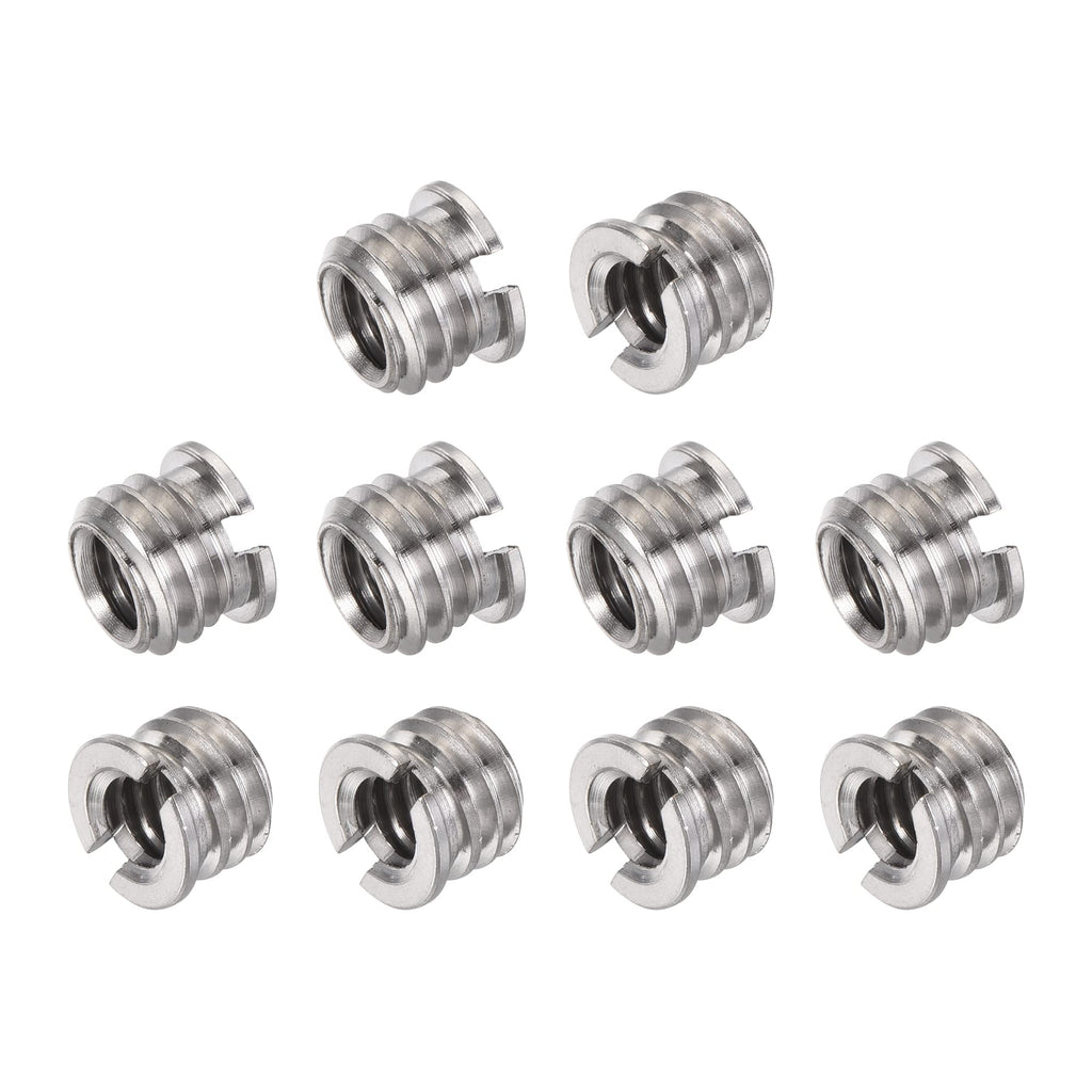 uxcell 1/4" Female to 3/8" Male Convert Screw Adapter 0.29" Height for Camera Tripod Alloy Steel Through Hole 10Pcs