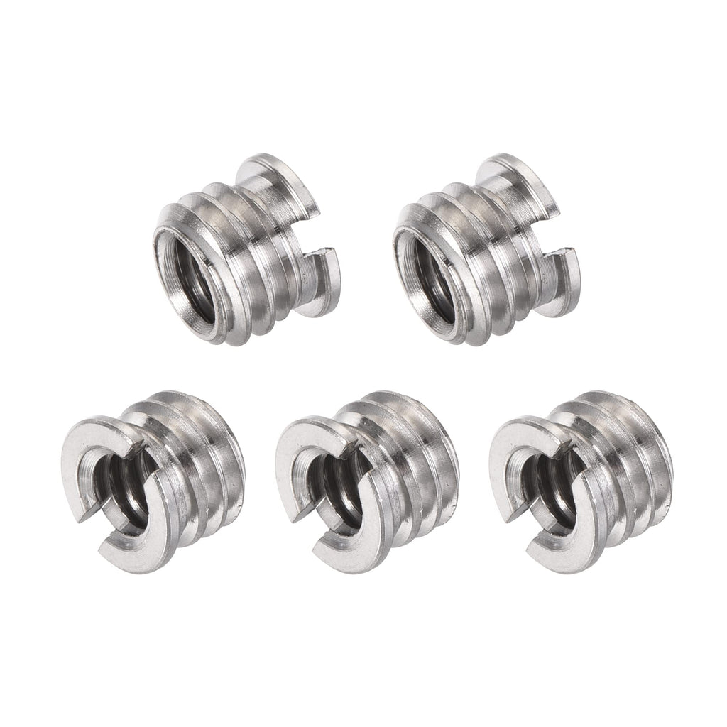 uxcell 1/4" Female to 3/8" Male Convert Screw Adapter 0.29" Height for Camera Tripod Alloy Steel Through Hole 5Pcs