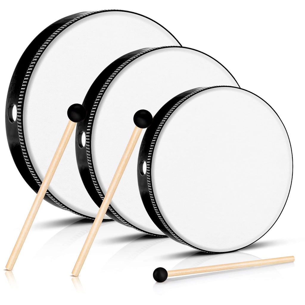 Hand Drum Percussion Wood Frame Drum With Drum Stick 10 Inch 8 Inch 6 Inch Kids Drums Musical Instruments For Adults Drums Beginners Adults for Home School Party Supplies（black） black