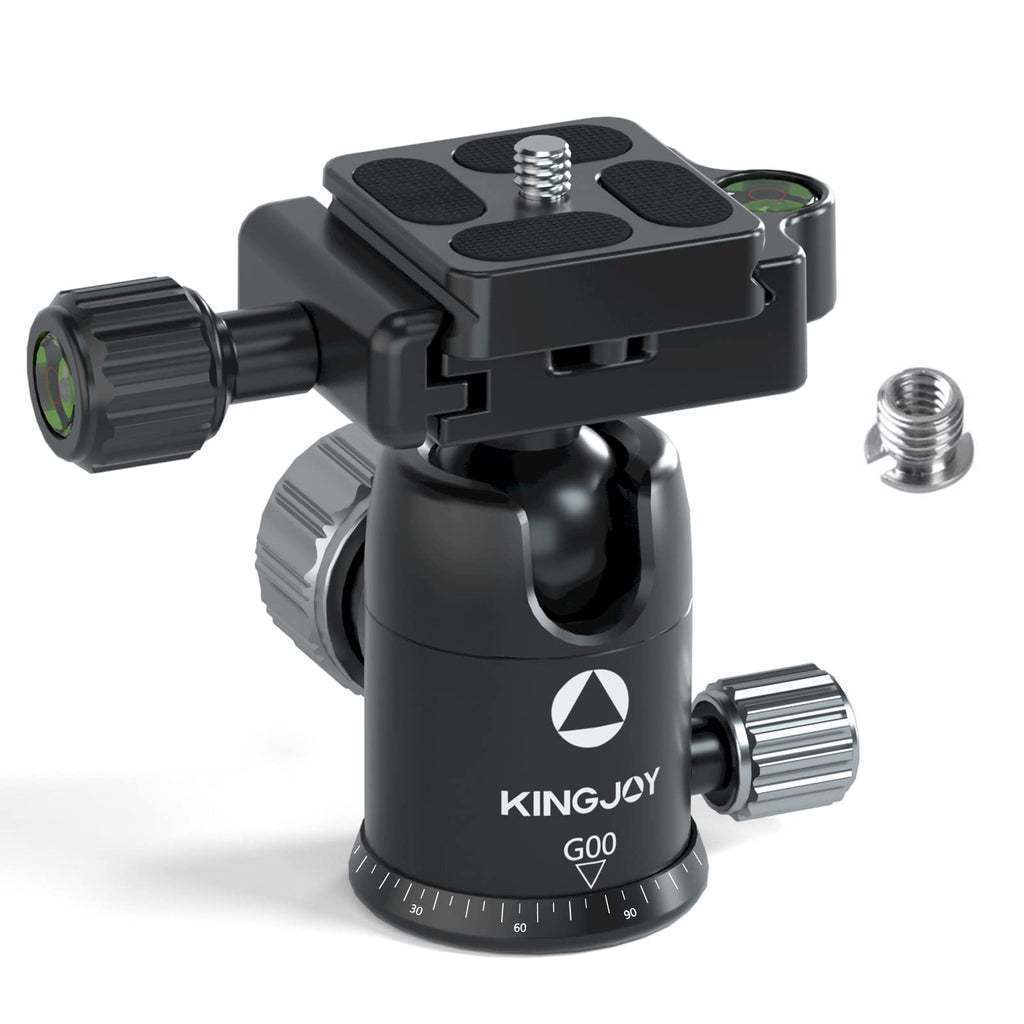 KINGJOY Ball Head for Tripod Monopod Camera 360° Rotating Panoramic with 1/4" Quick Release Plate and Bubble Max 6.6Lbs