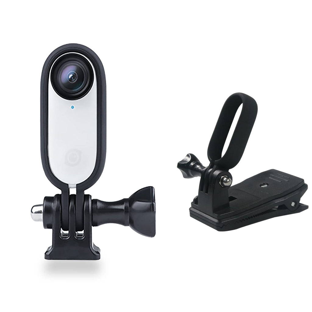 iEago RC Camera Bracket Kit: Camera Protection Frame Camera Mounting Bracket with 1/4" Threaded Adapter + 360° Rotating Backpack Clip Mount for Insta360 GO 2 Panoramic Action Camera