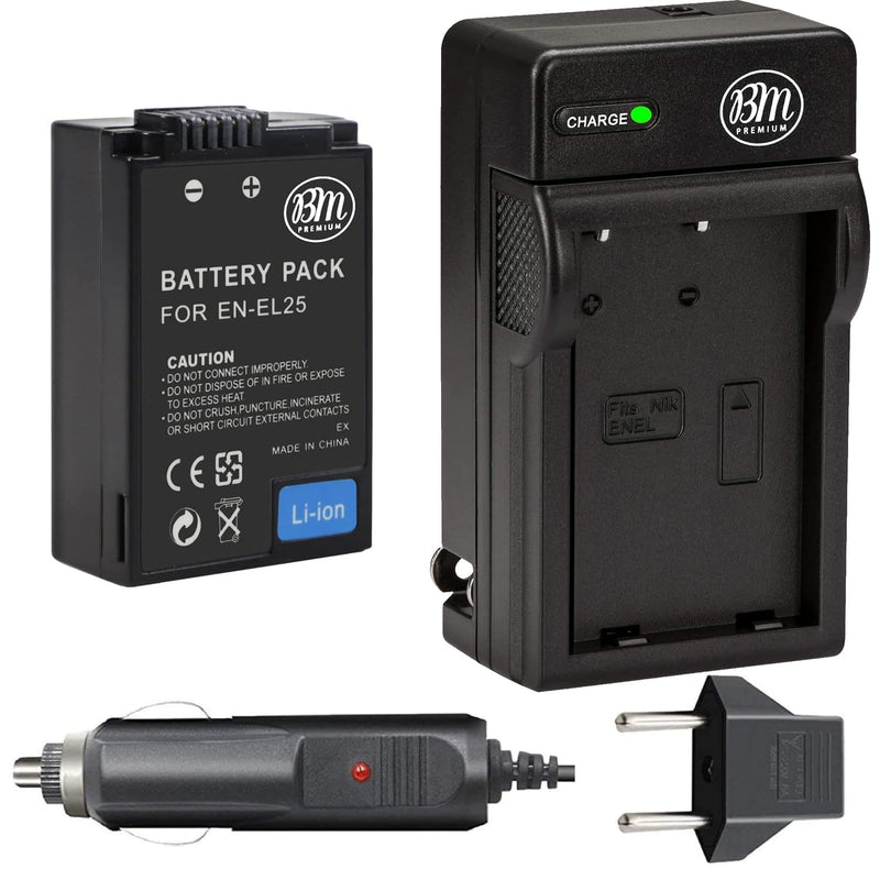BM Premium High Capacity EN-EL25 Battery and Battery Charger for Nikon Z50, Z 50, Z fc Digital Cameras