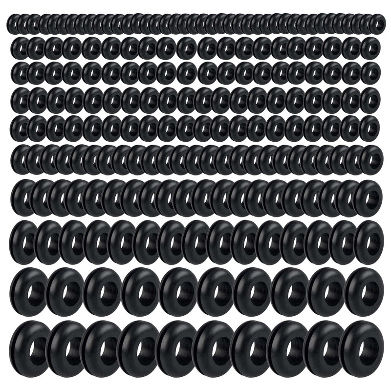 YUFANNET 200Pcs Rubber Grommet Assortment Kit, 8 Sizes Rubber Grommets for Wiring Automotive,Plumbing, Hardware Repair Firewall Hole Plug Electrical Wire Gasket Set