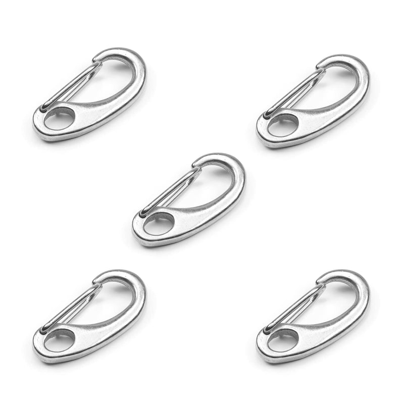 Yinpecly Carabiner Hooks 304 Stainless Steel Spring Gate Snap Hook Clip for Keychain, Dog Leashes, Fishing, Pack of 5