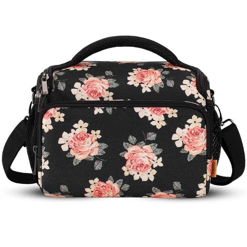DOMISO Camera Bag Case Waterproof Anti-Shock Shoulder Bag, Flower