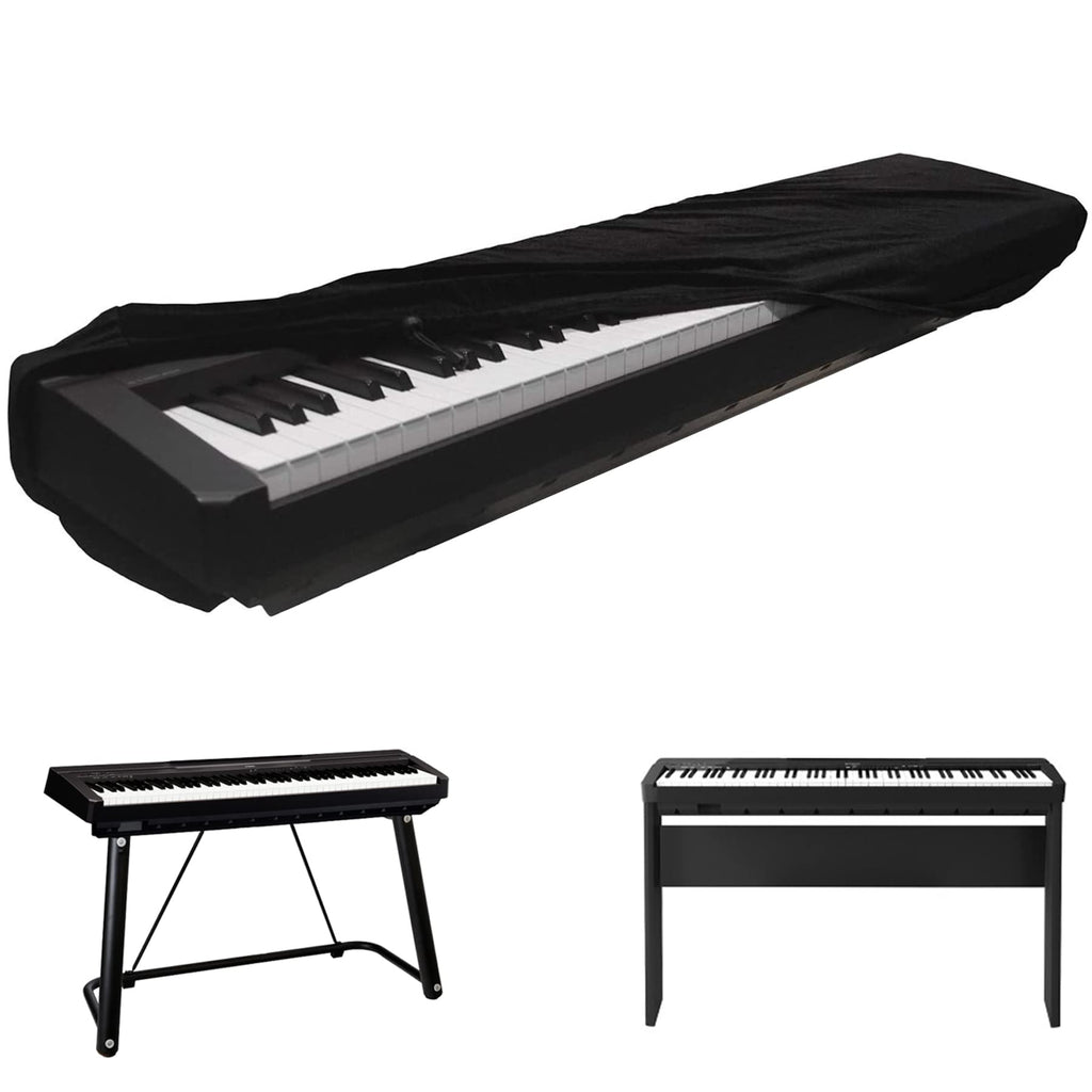 WOMACO Piano Keyboard Cover Stretchy Plush Velvet Dust Cover for 61 Keys Digital Piano Keyboard (Black (61 keys)) Black (61 keys)
