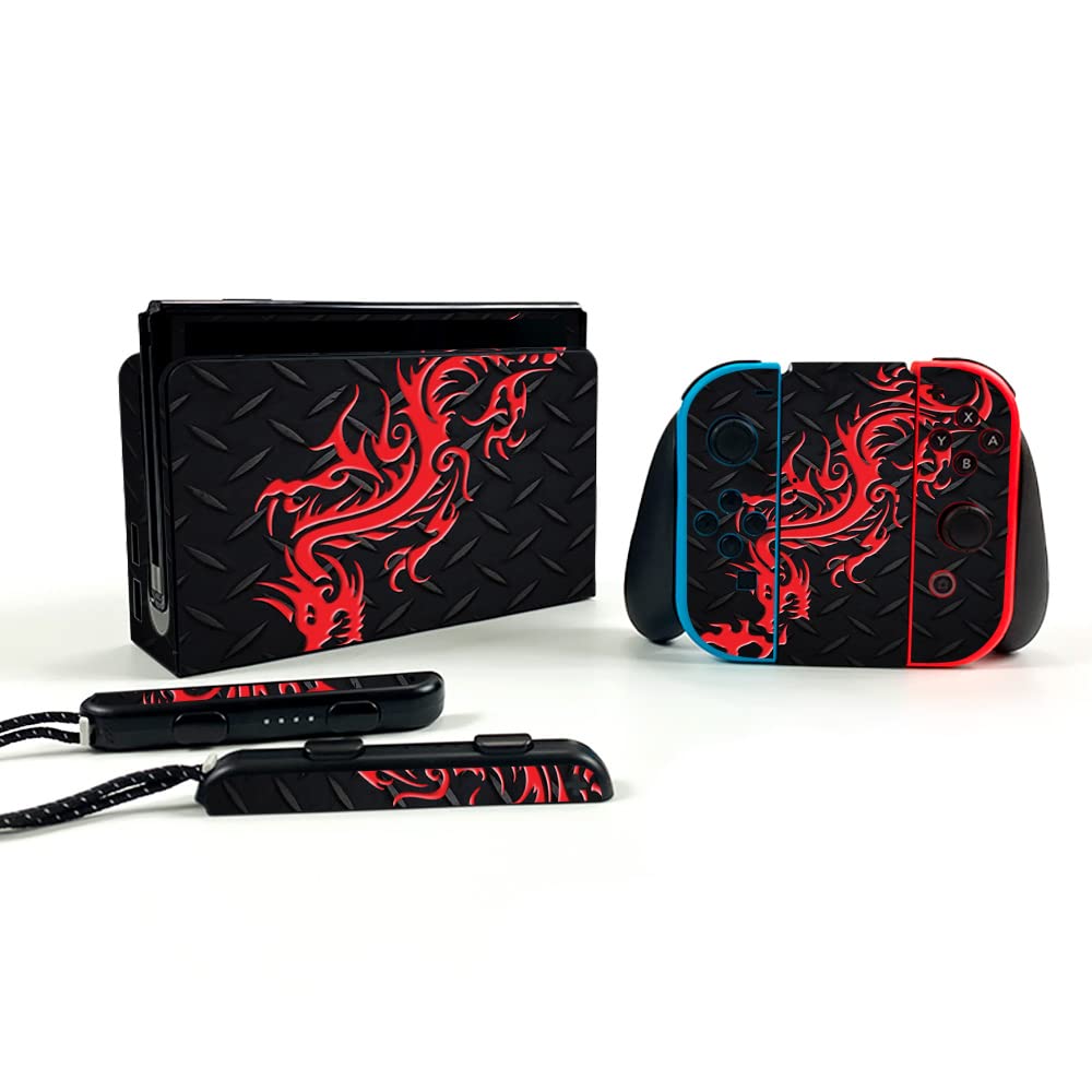 MightySkins Skin Compatible with Nintendo Switch OLED - Red Dragon | Protective, Durable, and Unique Vinyl Decal wrap Cover | Easy to Apply, Remove, and Change Styles | Made in The USA