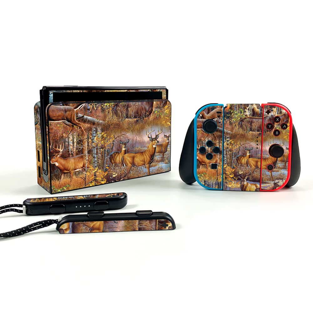 MightySkins Skin Compatible with Nintendo Switch OLED - Deer Pattern | Protective, Durable, and Unique Vinyl Decal wrap Cover | Easy to Apply, Remove, and Change Styles | Made in The USA