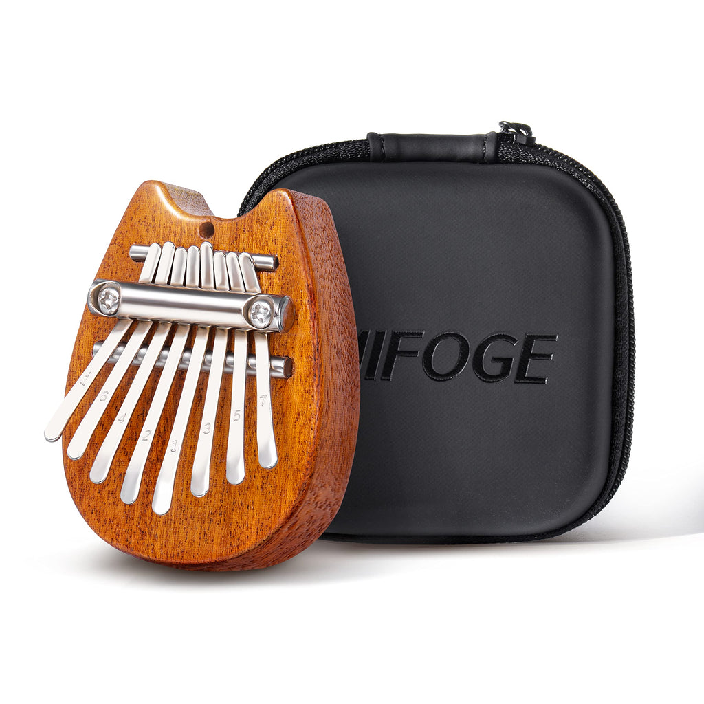MIFOGE Mini Kalimba Thumb Piano 8Keys Wooden,Exquisite Finger Piano with Lanyard High-Quality Waterproof Protective Box,Musical Instrument,Gift for Toddler Kid Child Valentines Adult Beginners Cat Wooden