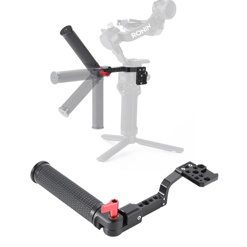 Gimbal Adjustable Handle Grip for DJI Ronin S/SC/RSC2, Stabilizer Handgrip Extension Bracket with Cold Shoe Mount 1/4 3/8 Threaded Holes for Video Light, Microphone, Monitor Handle Grip with Plate