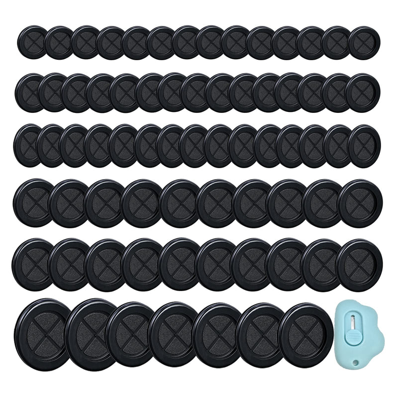 YUFANNET 72 Pcs Rubber Grommet Kits,7 Sizes Rubber Grommets for Wiring,Double Sided Round Rubber Firewall Hole Plug Wire Protection with Knife,Drill Hole 1-9/16" 1-1/2" 1-3/16" 1" 7/8" 13/16" 5/8"