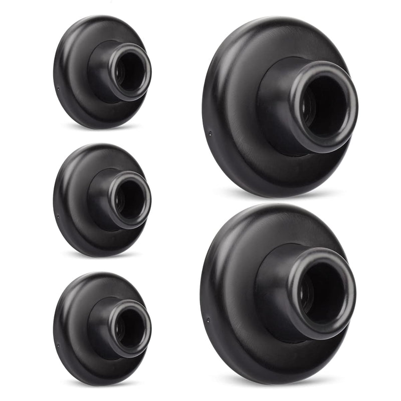 KOVOSCH 5 Pack Concave Wall Door Bumper Stop Black – 2-1/2” Outside Diameter Stainless Steel Cover with 1-1/8” Black Rubber Bumper – Easy to Install with Screw Concave-Black