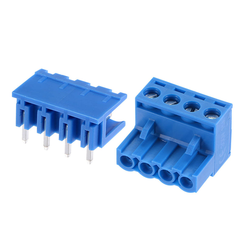 MECCANIXITY PCB Mount Screw Terminal Block 5.08mm Pitch 4 Pin 15A Plug-in for Electrical, Instruments 20Set