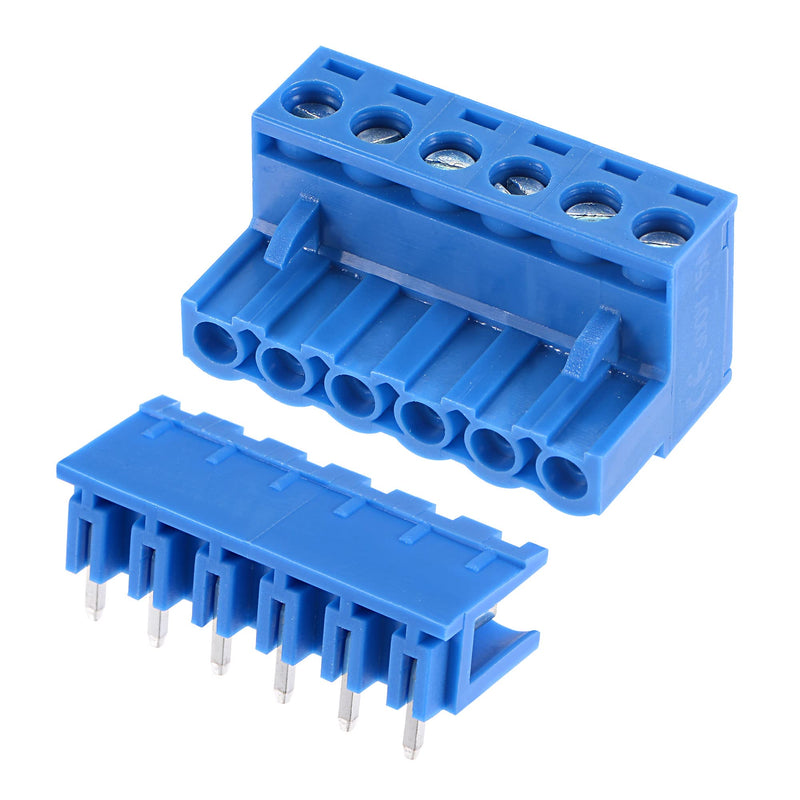 MECCANIXITY PCB Mount Screw Terminal Block 5.08mm Pitch 6 Pin 15A Plug-in for Electrical, Instruments 10Set