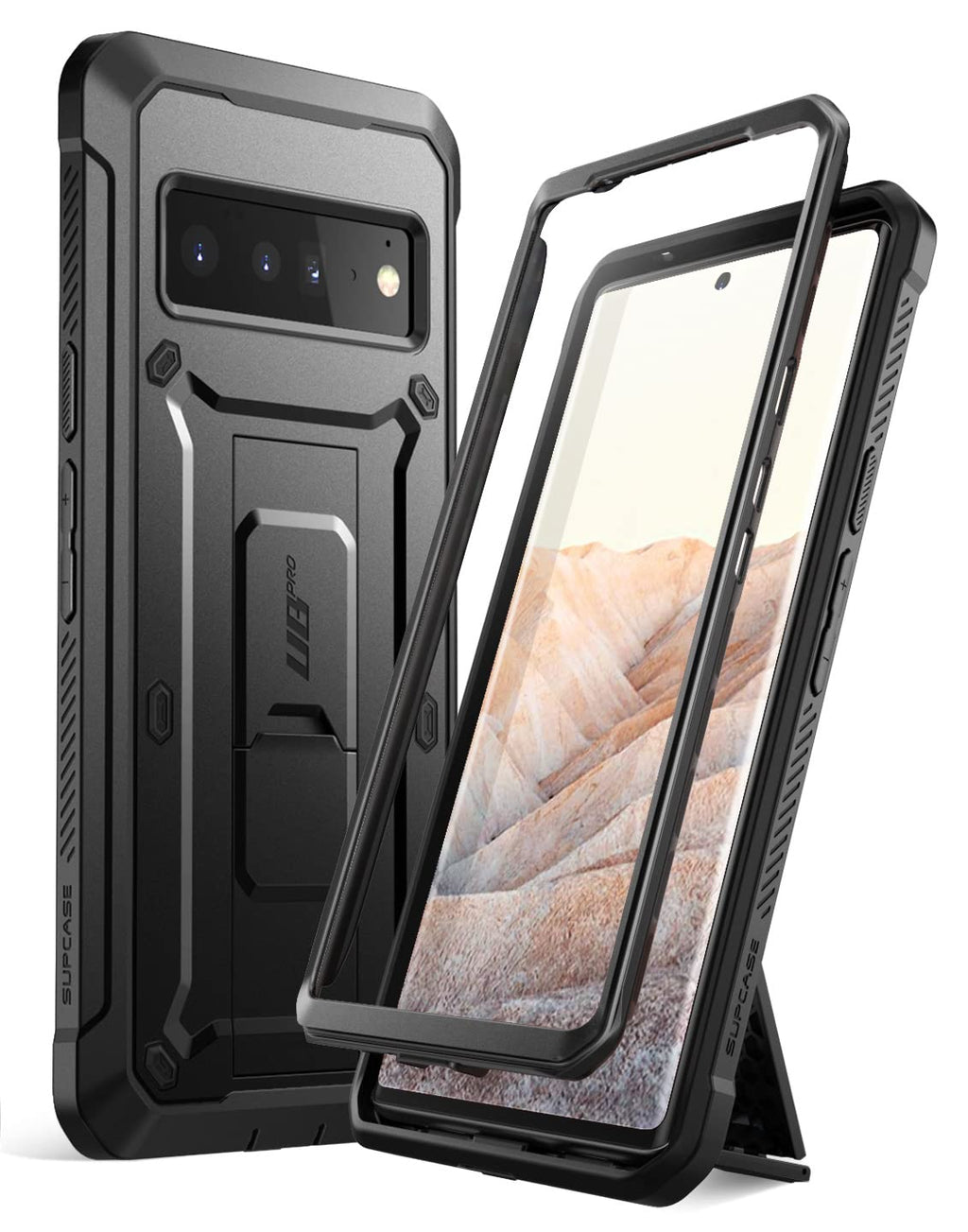 SUPCASE Unicorn Beetle Pro Series Case for Google Pixel 6 (2021), Full-Body Rugged Holster & Kickstand Case without Built-in Screen Protector(Black) Black