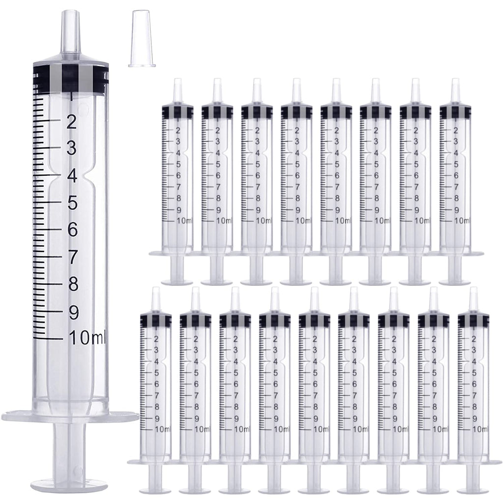 10ml Syringe 20-Pack Plastic 10ml Syringes with Luer Slip Tip, Individually Sterile Sealed, No Needle (10ML)