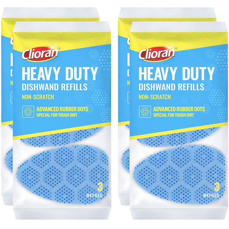 Scrub Dots Dishwand Refills Sponge Heads, Dish Wand Refill Scrubber Replacement Head, Non Scratch Brush Soap Filled Dispensing Handle, Heavy Duty Dishwashing Pads Dispenser Dishwasher Cleaning Tool 12Pack