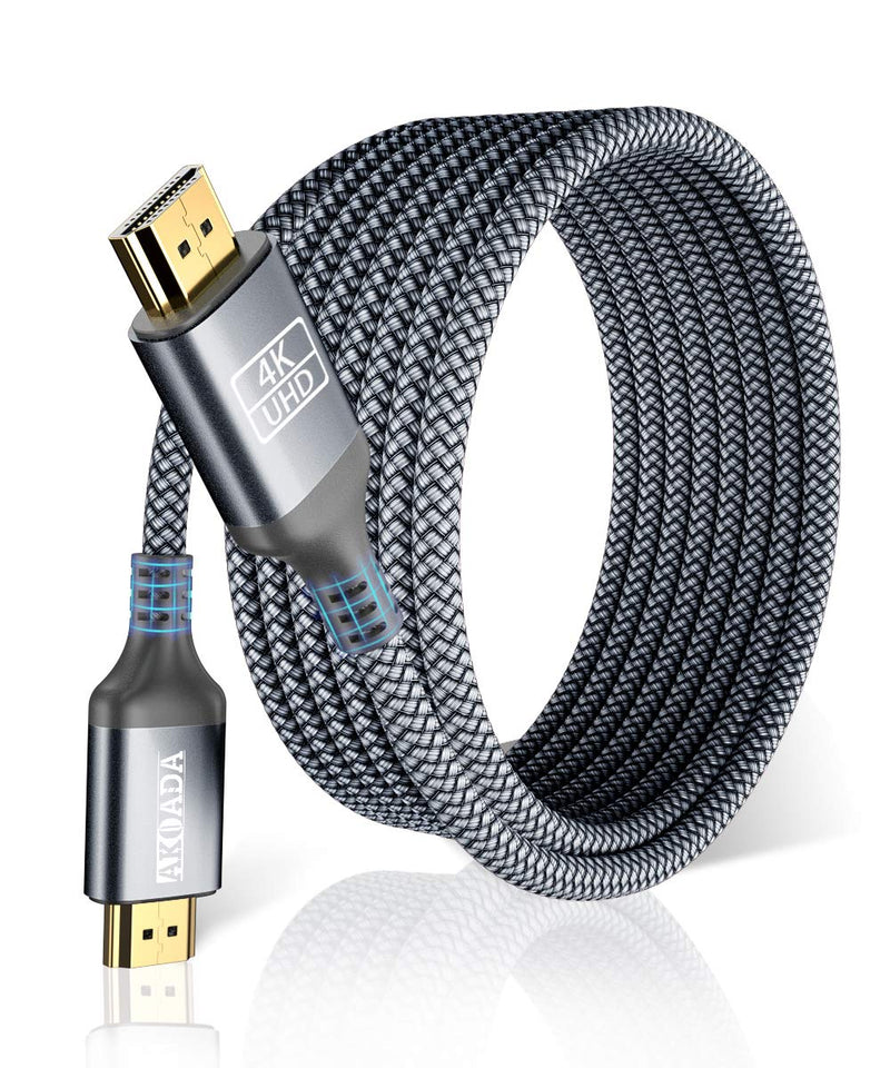 4K Hdmi Cable 30FT, Akoada 18Gbps High Speed Hdmi 2.0 Ethernet-24AWG Nylon Braided Cable 4K 60Hz HDR Video HDCP2.2 3D 2160P 1080P ARC Compatible with UHD TV,PS4 / 3,X-Box, Monitor 4K Fire Netflix etc Grey