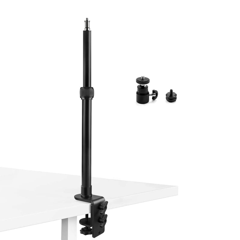 Tinpops Camera Desk Mount Stand, 12.4-20.8'' Adjustable Desktop C-Clamp Mounting Stand, Aluminum Tabletop Light Stand with 1/4'' Screw Tip for DSLR Camera, Photography Video Light, Live Streaming 12.4-20.8 Inch