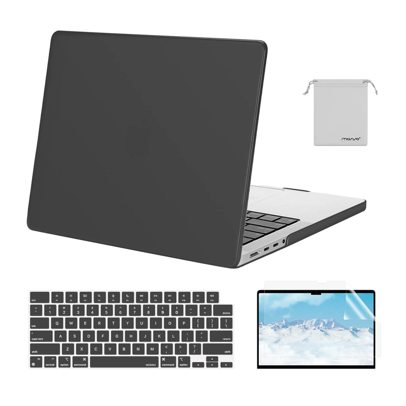 MOSISO Compatible with MacBook Pro 14 inch Case 2021 2022 Release A2442 M1 Pro/Max with Liquid Retina XDR Display Touch ID, Plastic Hard Shell&Keyboard Skin&Screen Protector&Storage Bag, Space Gray