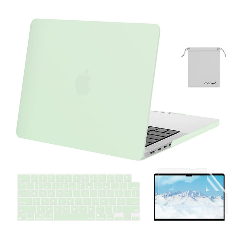 MOSISO Compatible with MacBook Pro 14 inch Case 2021 2022 Release A2442 M1 Pro/Max with Liquid Retina XDR Display Touch ID, Plastic Hard Shell&Keyboard Skin&Screen Protector&Storage Bag,Honeydew Green Honeydew Green