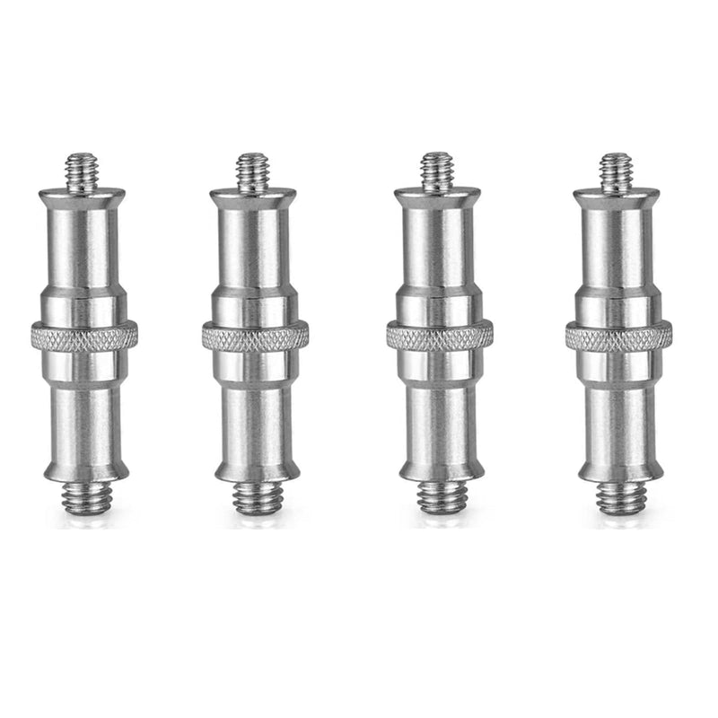 4 Pieces 1/4 to 3/8 Inch Male Converter Threaded Screw Adapter Spigot Stud for Flash Holder/Hotshoe/Coldshoe Adapter/Studio Light Stand/Wireless Flash Receiver/Trigger/Ball Head Silver-4