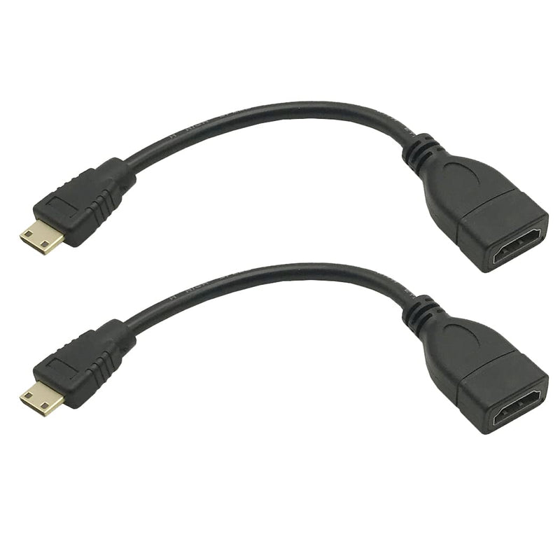 Seadream 2Pack 6" 15CM High Speed Mini HDMI Male Straight to HDMI Female Cable Adapter Connector 2Pack Straight Black