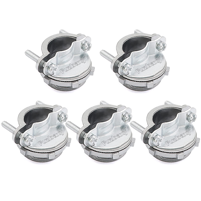 5Pack 1 inch NM Cable Clamp Type Connectors for Metallic Conduit Protect Cables Silver-Zinc 1"-5pack