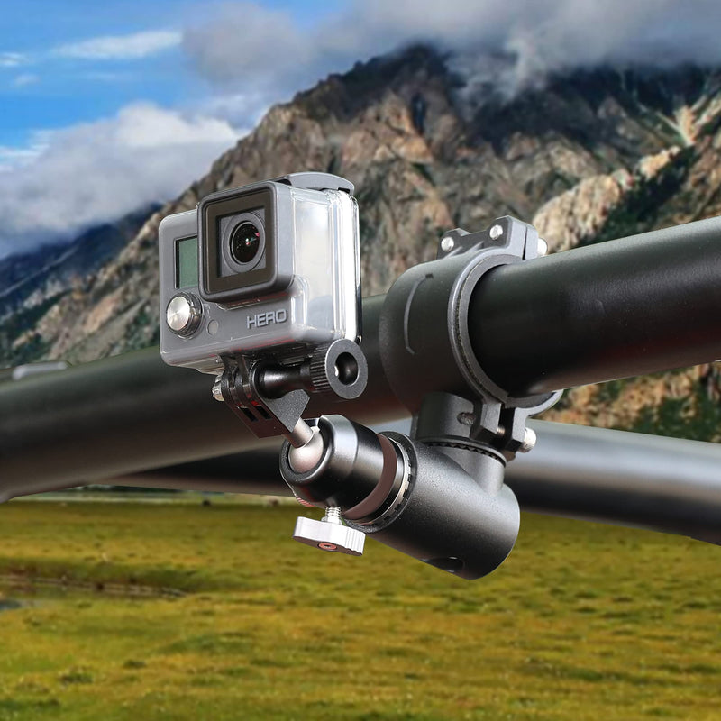 BESTAOO UTV ATV Camera Mount Compatible with GoPro for 1.75"-2" Roll Bar, Aluminum 360° Rotation Action Camera Holder for All GoPro Models, Such as Hero 9, 8,7,5 4, GoPro Max, Insta360 etc Black