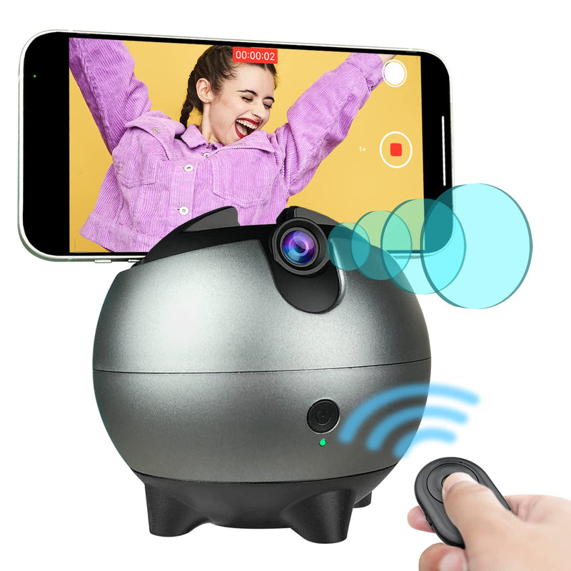 360 Auto Face Tracking Phone Holder, Smart Gesture Control, 360° & 26° Dual-axis Automatic Rotation, Phone Stabilizer for Video Recording, Phone Stand for Recording, for Live Streaming