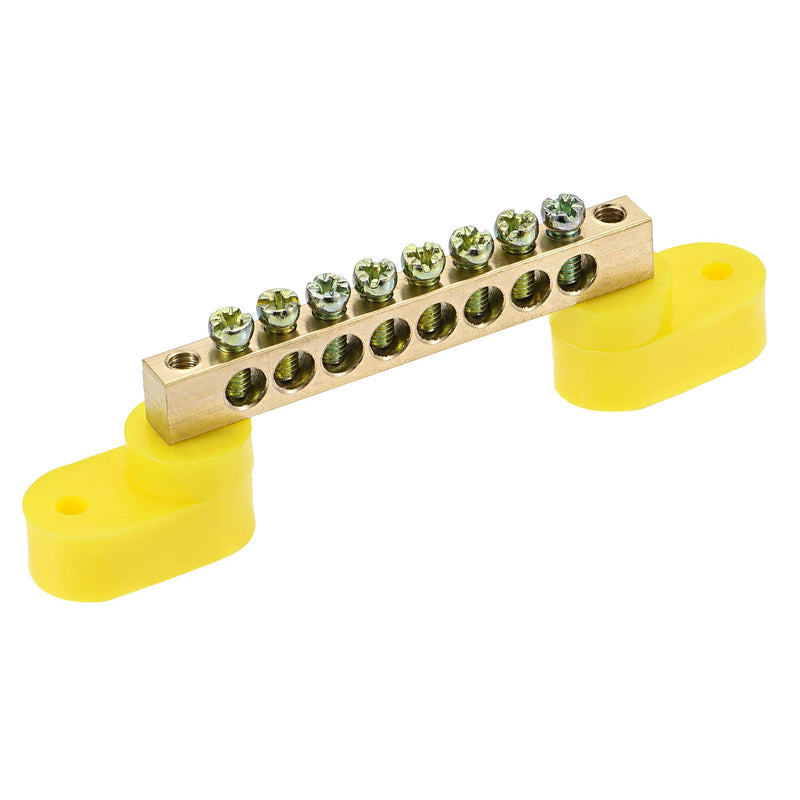 MECCANIXITY Terminal Ground Bar Screw Block Barrier Brass 8 Positions Yellow for Electrical Distribution 4 Pcs
