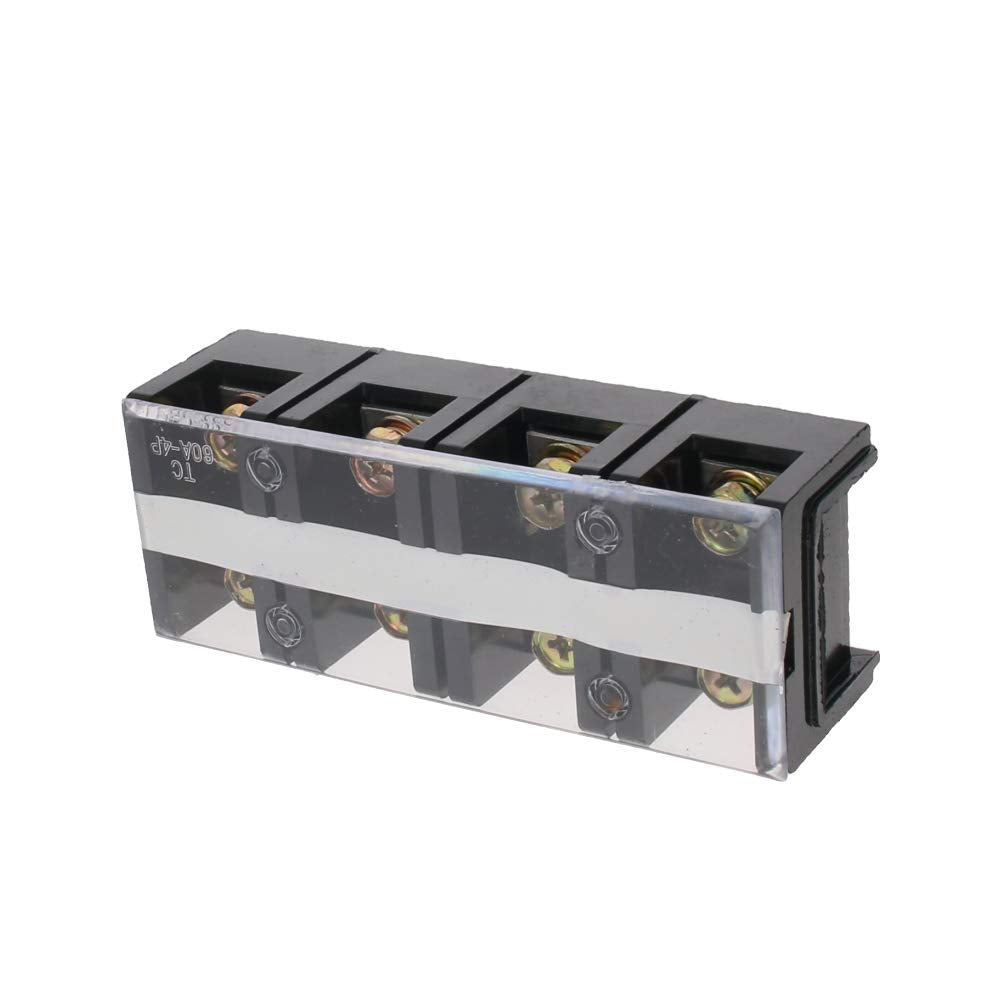 Heyiarbeit 2pcs Dual Row Terminal Block 600V 60A 4 Positions Screw Terminal Strip Barrier Block 60A 4P