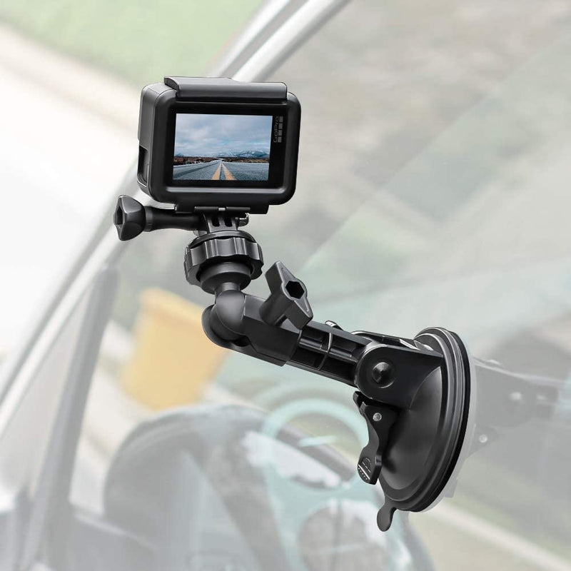 Suction Cup Mount with 1/4 Threaded Head,Camera Suction Mount Compatible with Gopro Fusion Hero 9 8 7 6 5 4 Session 3+ 3, Tri Cup Camera Mount for Car Window Windshield Glass (Suction Cup Mount) Suction Cup Mount