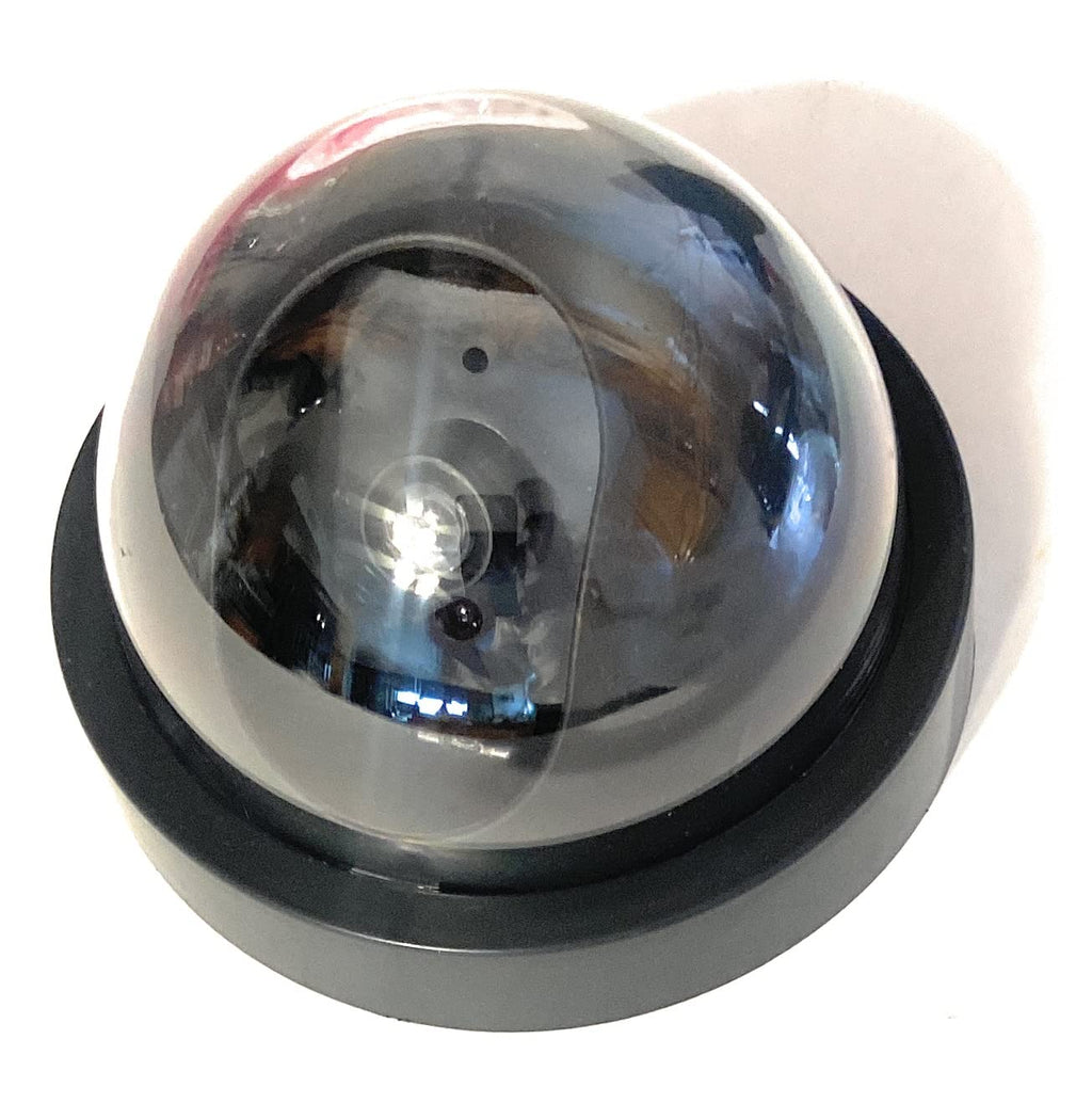 New 1 CCTV Dome Fake Camera with One Red LED Light -Battery Powered Realistic Look for Home or Business Anti-Theft