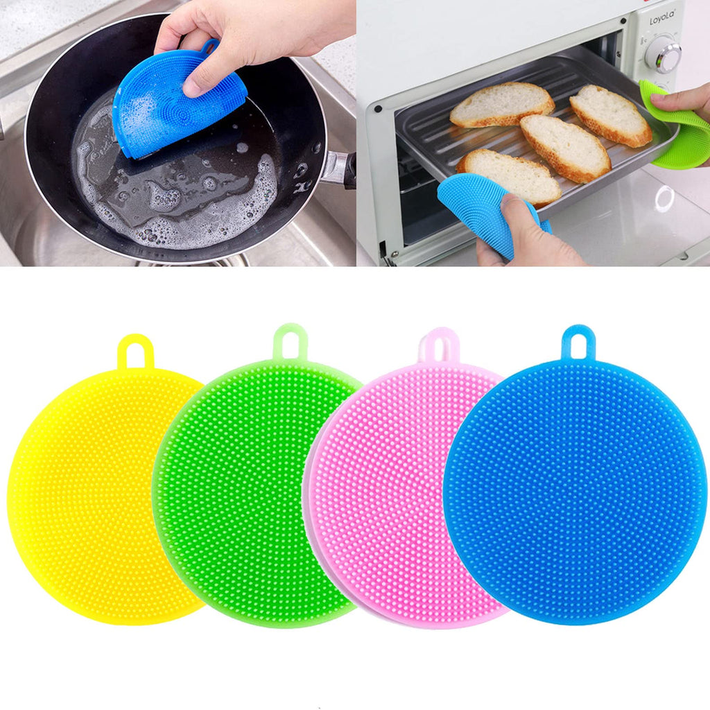 4 Pieces of Silicone Dish Sponge Kitchen Tool