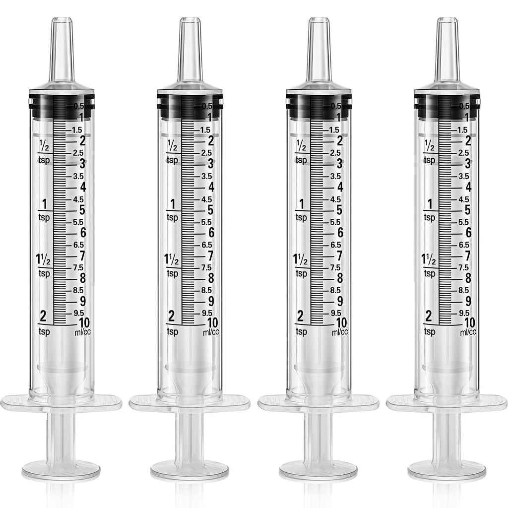 Frienda 4 Pack Large Plastic Syringe for Scientific Labs and Dispensing Multiple Uses Measuring Syringe Tools (10 ml) 10 ml