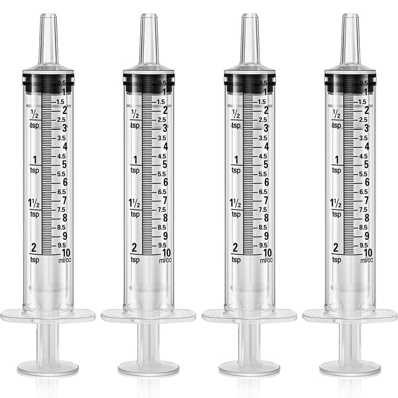 Frienda 4 Pack Large Plastic Syringe for Scientific Labs and Dispensing Multiple Uses Measuring Syringe Tools (10 ml) 10 ml