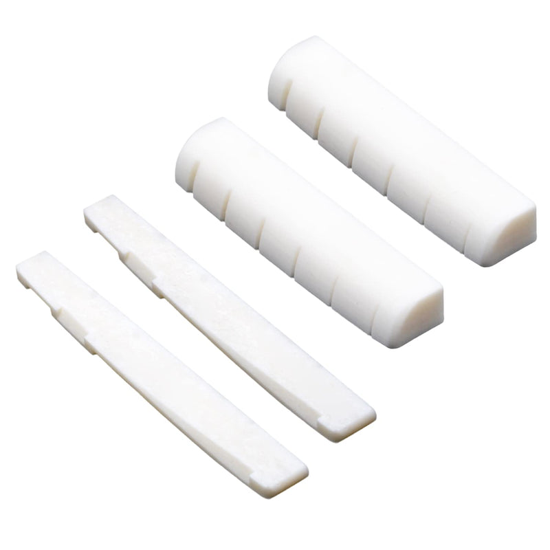 MAXCHEER 6 String Acoustic Guitar Bone Bridge Saddle and Nut Made of Real Bone (2 set Acousitc Bone Saddle and Nut) 2 set Acousitc Bone Saddle and Nut