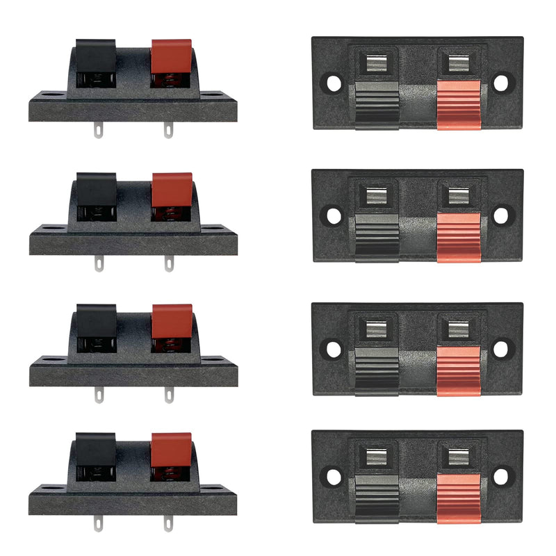YUKIHALU High Current 8A capacity, 2 Way Stereo Speaker Terminal Connectors Terminal Strip Block Spring Clips Jointing Clamp Test Clip Push Release Connector (Pack of 8) 2-ways