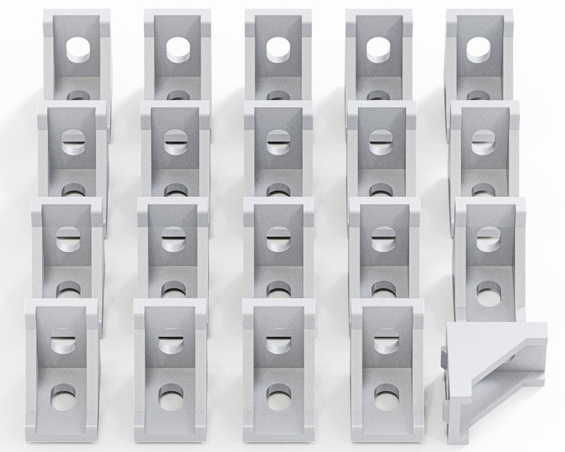 [AUSTRALIA] - 20pcs Aluminum Profile Connector Set,20pcs Corner Bracket,40pcs M5 Slide in T Nuts,40pcs Hex Screw Bolt and 1pcs Wrench for 2020 Aluminum Extrusion Accessories Silver-20Set 