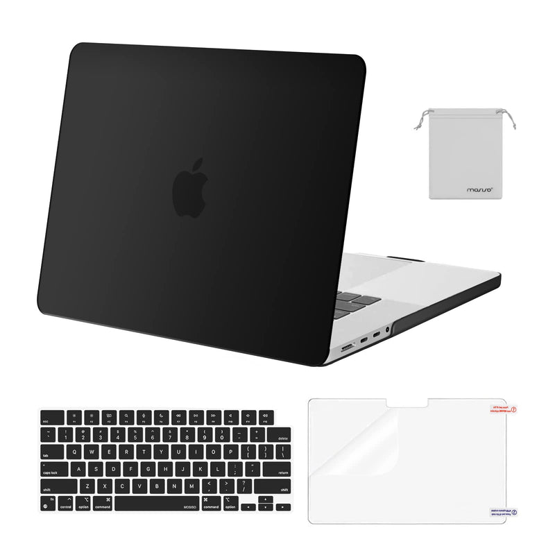 MOSISO Compatible with MacBook Pro 16 inch Case 2021 2022 Release A2485 M1 Pro/Max with Liquid Retina XDR Display Touch ID, Plastic Hard Shell&Keyboard Skin&Screen Protector&Storage Bag, Black