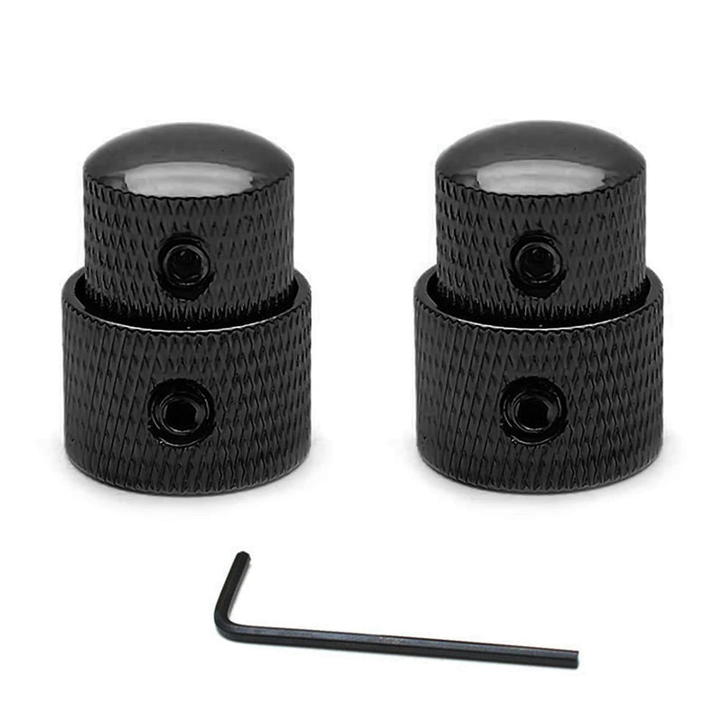 SAPHUE Guitar Dual Concentric Stacked Control Knobs Sets Metal with Wrench Replacement for Electric Guitar Bass 2 Sets Black