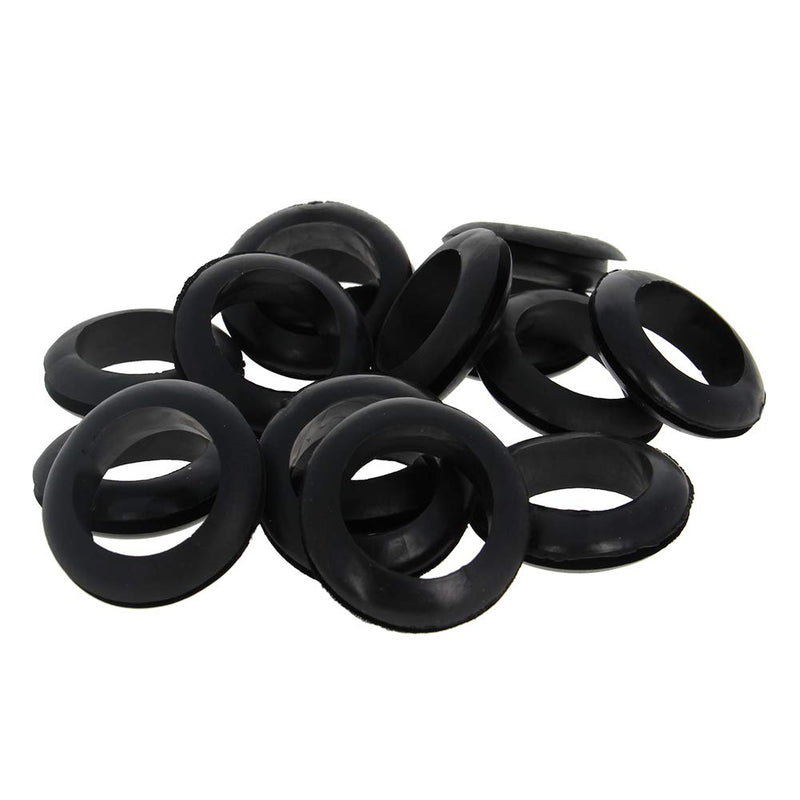 Bettomshin Rubber Grommet 15Pcs 30mm Inner Dia Oil Resistant Armature Rubber Grommets for Wiring Cable Black
