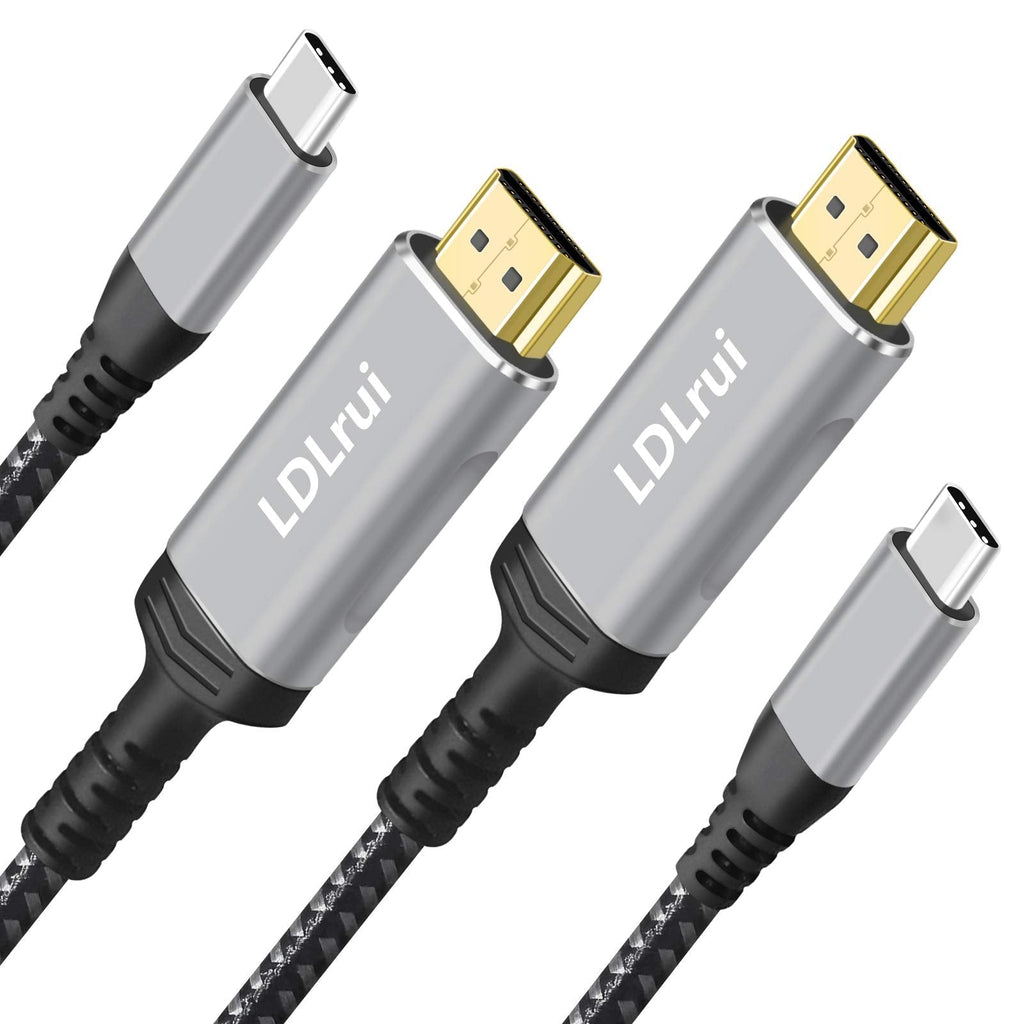 USB C to HDMI Cable 4K (3ft, 2Pack), LDLrui USB Type C to HDMI Lead [Braided, Alu-Alloy Shell, Gold-Plated], Compatible with MacBook Pro/Air M1, iPad Pro, Surface, Galaxy S21/S20, etc. 3FT 2