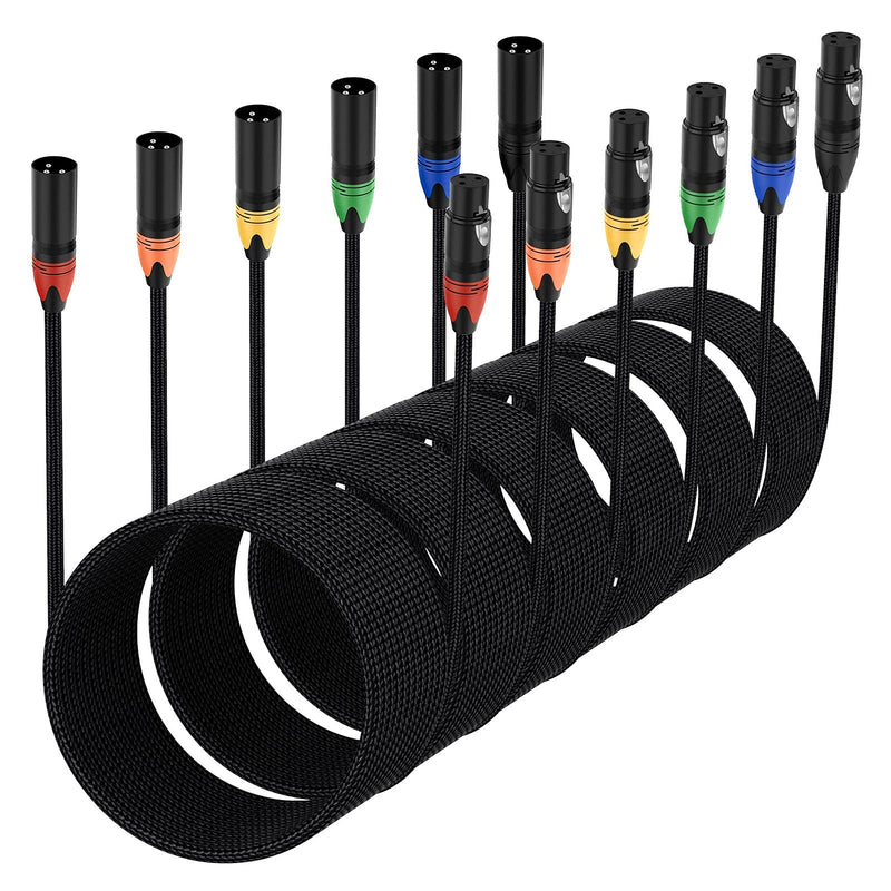 XLR DMX Cables 3ft 6 Pack, Anewbig DMX Stage Lights 3 Ft Feet Cable- Black Braided, 3 Foot, 6pack 3FEET