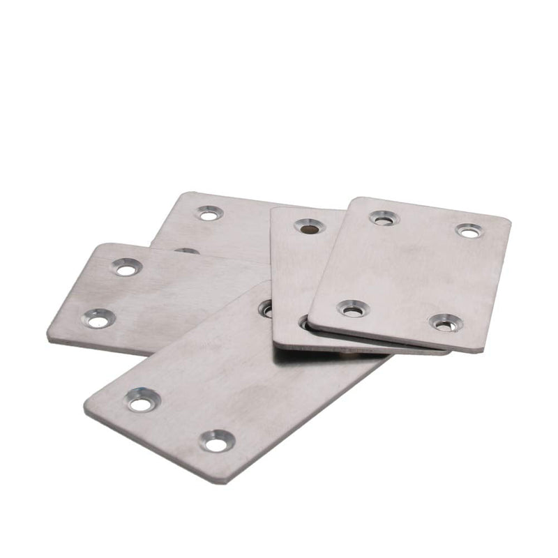 Bettomshin 5 PCS Flat Fixed Straight Bracket Repair Board 2.36" x 1.5"Brushed Stainless Steel Surface Connection Angle Bracket Gusset Plate