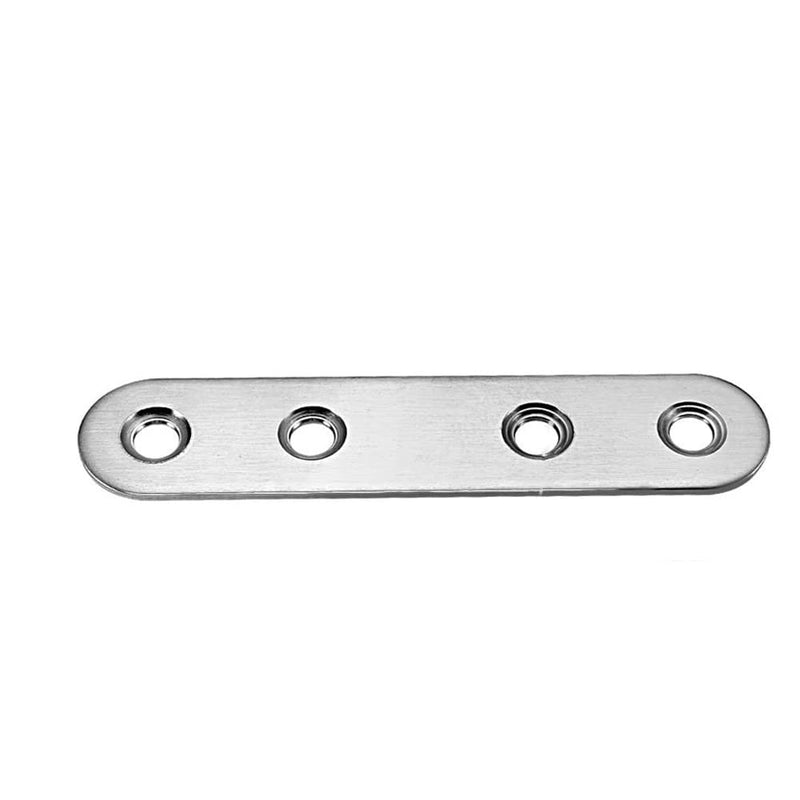 Bettomshin 5 PCS Flat Fixed Straight Bracket Repair Board 3.15" x 0.67"Brushed Stainless Steel Surface Connection Angle Bracket Gusset Plate
