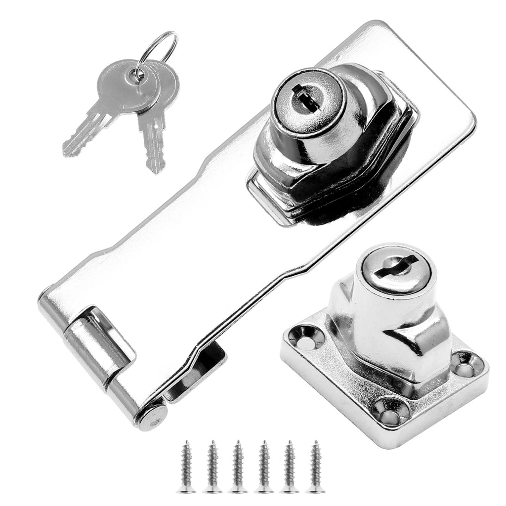 LDEXIN Keyed Hasp Lock 3" Twist Knob Key Locking Hasp Metal Safety Hasp for Cabinet, Barn Door, Gates 3 Inch
